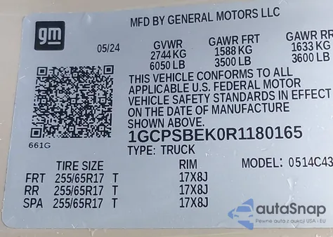 2024 Chevrolet Colorado 2Wd Wt z USA, uszkodzony, nr VIN 1GCPSBEK0R1180165